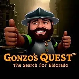 Gonzo's Quest slot logo by NetEnt at SkyHills Casino